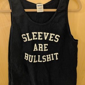 "Sleeves are Bullshit" Medium Tank Tee - Navy Blue